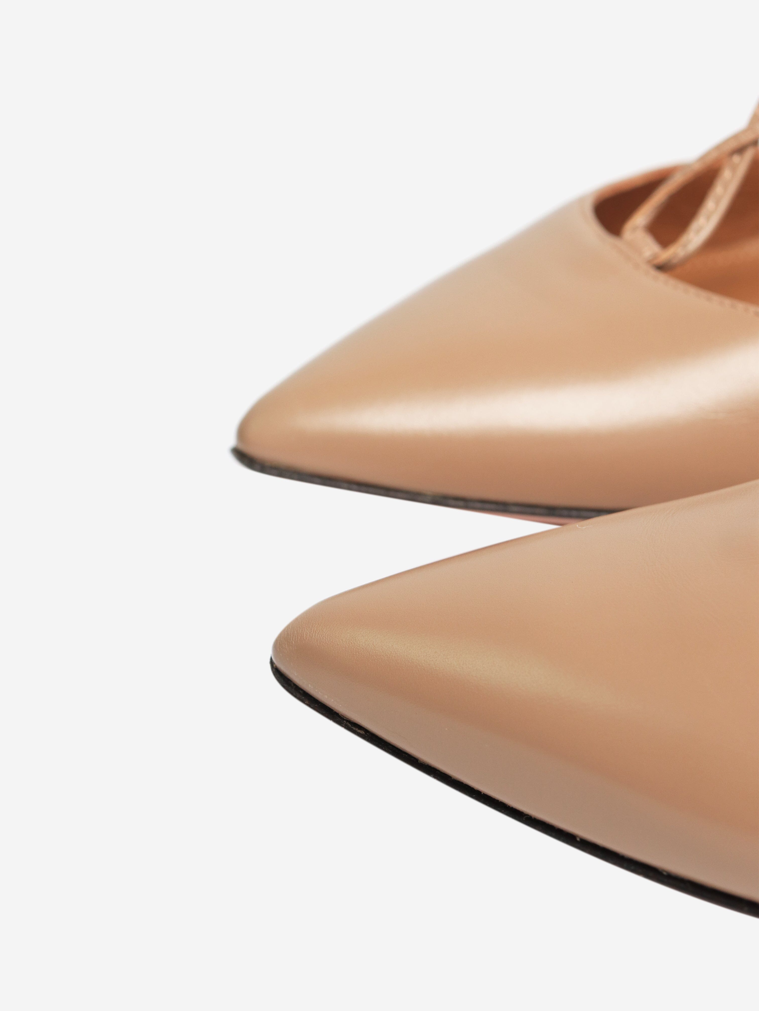 Taupe leather Christy flats - size EU 37 Flat Shoes Aquazzura 