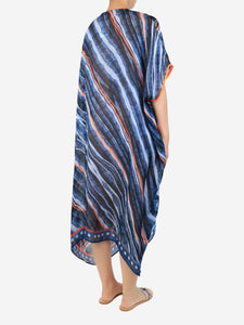 K by Kaprol Blue silk printed kaftan - One size