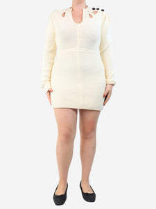 self-portrait Cream knit midi dress - size L