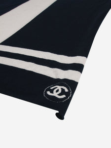 Chanel Navy blue striped N°5 scarf