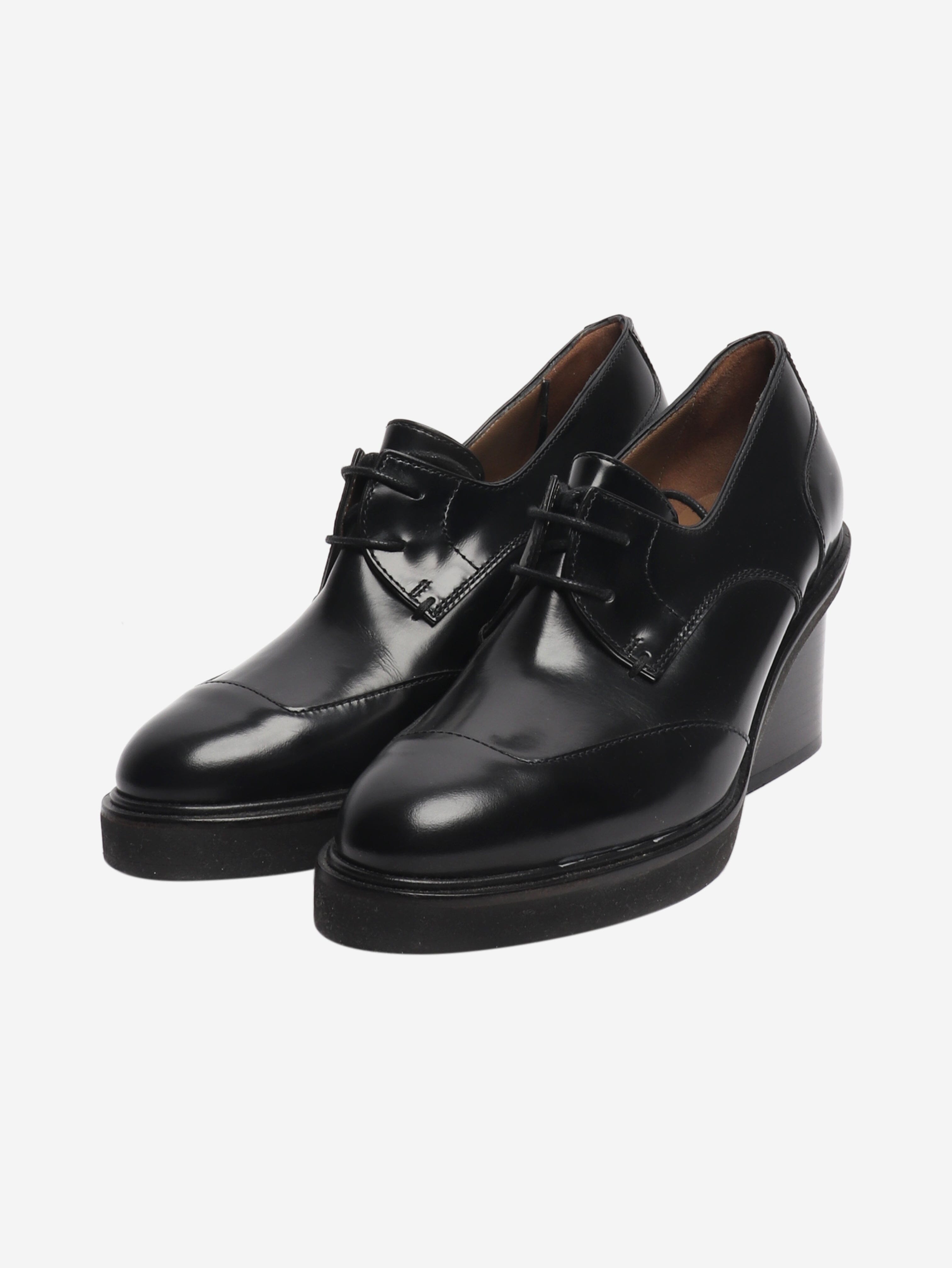 Black wide-block derby heels - size EU 36
