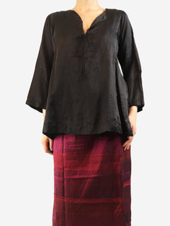 Black cotton and silk-blend blouse - size L Tops Dosa 