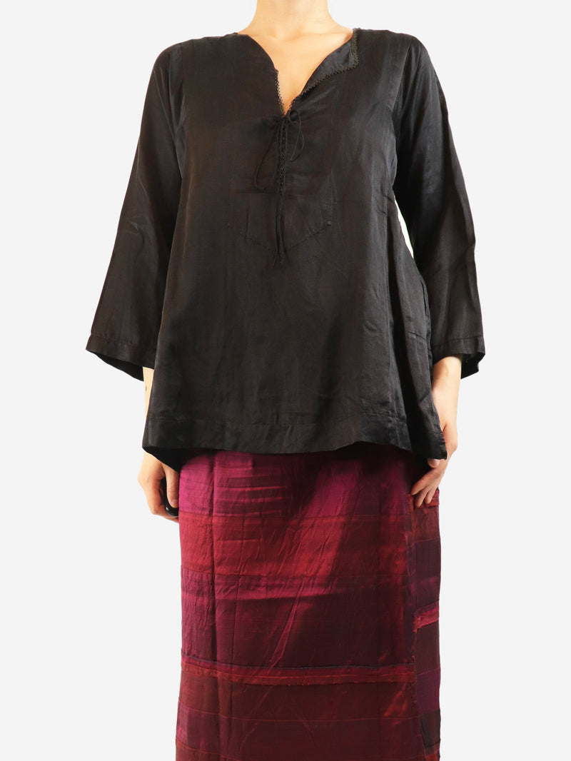 Black cotton and silk-blend blouse - size L Tops Dosa 
