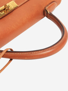 Hermes Tan Cognac vintage 1990 Kelly 32 bag in Courchevel leather