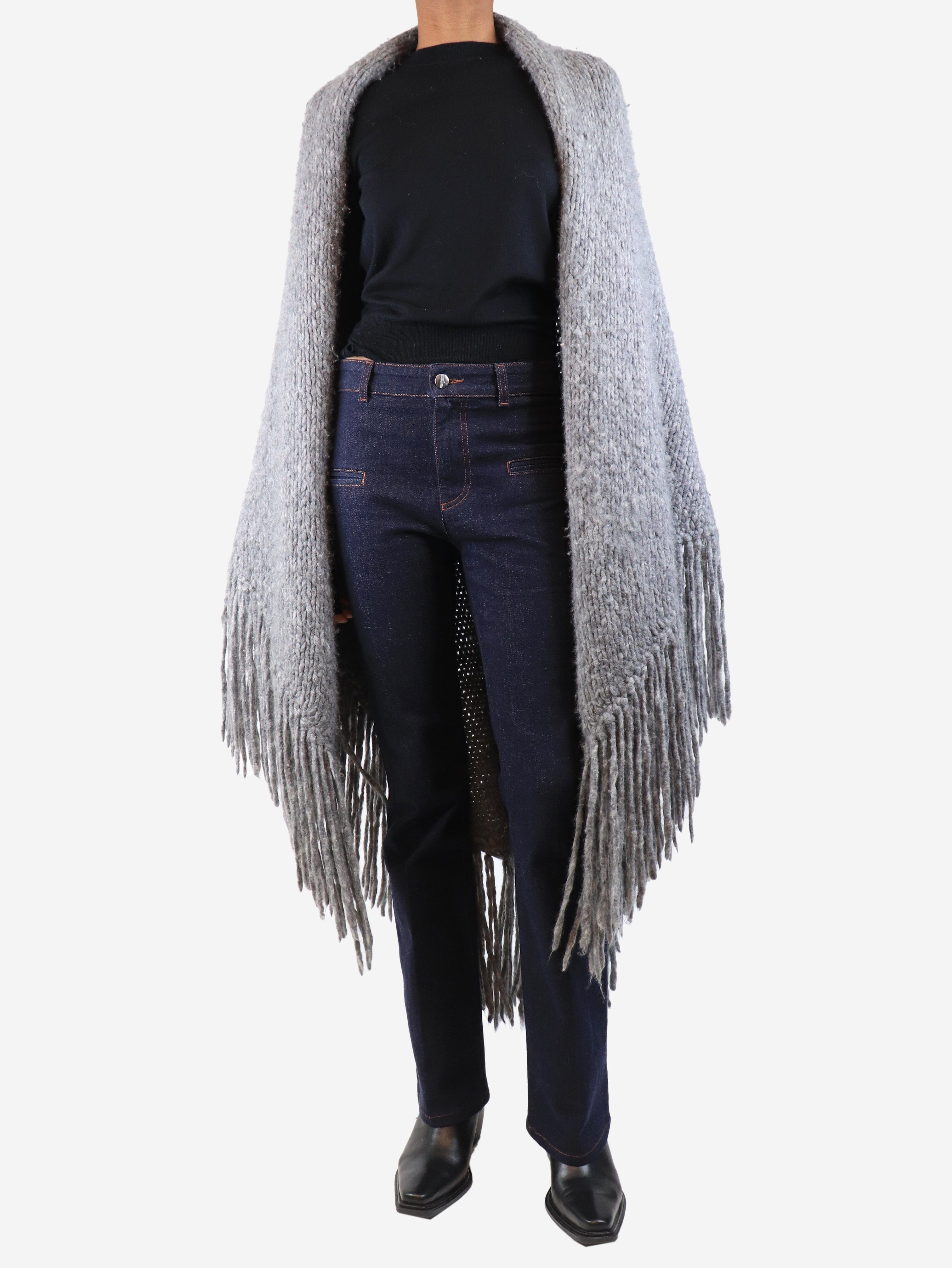 Heather grey Lauren knit wrap - One size Coats & Jackets Gabriela Hearst 