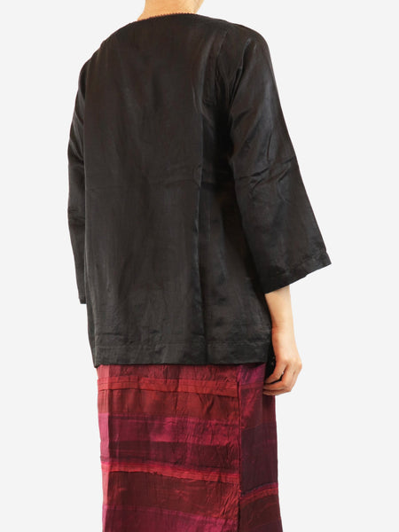Black cotton and silk-blend blouse - size L alternate image