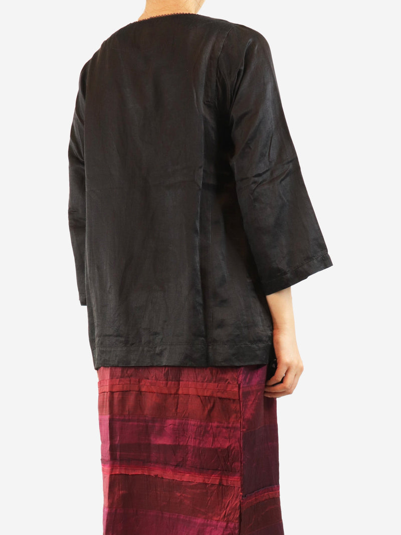 Black cotton and silk-blend blouse - size L Tops Dosa 