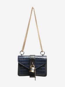 Chloe Navy mini Aby chain crocodile-effect shoulder bag