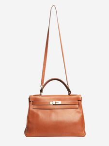 Hermes Tan Cognac vintage 1990 Kelly 32 bag in Courchevel leather