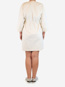 Brunello Cucinelli Cream drawstring-waist coat - size UK 10