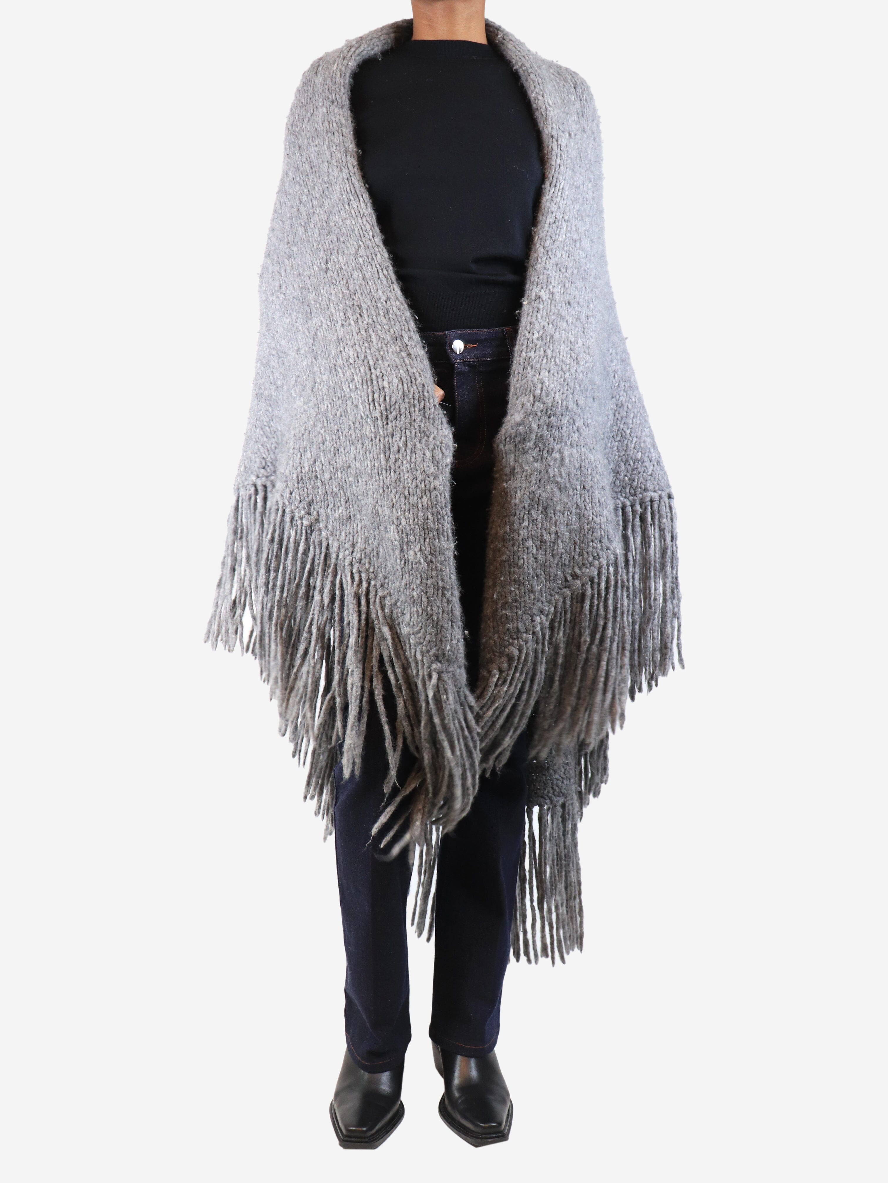 Heather grey Lauren knit wrap - One size Coats & Jackets Gabriela Hearst 