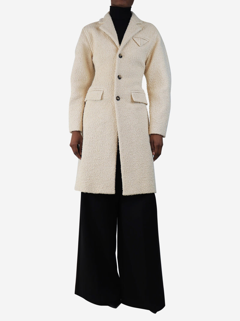 Cream heavyweight boucle coat - size UK 4 Coats & Jackets Bottega Veneta 