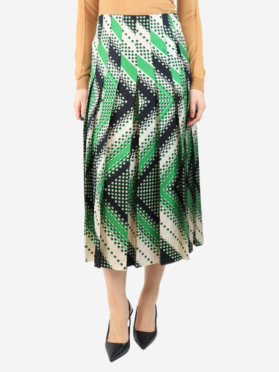 Green silk pleated graphic skirt - size UK 10 Skirts Gucci 