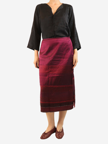 Magenta silk midi skirt - size L alternate image