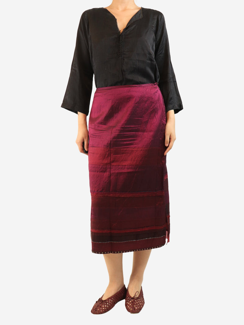 Magenta silk midi skirt - size L Skirts Dosa 