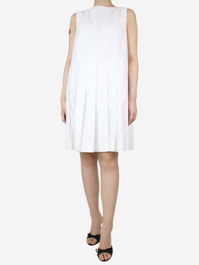 White sleeveless pleated midi dress - size UK 8 Dresses Thom Browne 