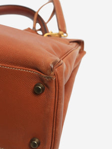 Hermes Tan Cognac vintage 1990 Kelly 32 bag in Courchevel leather