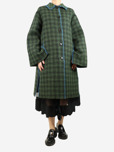 Green blanket-stitched check wool-blend coat - size UK 10 Coats & Jackets Marni 