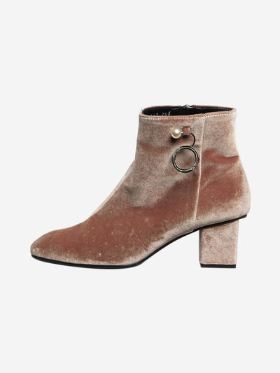 Neutral velvet block heel boots - size EU 39 (UK 6) Boots Yuul Yie 