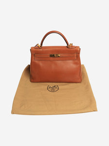 Hermes Tan Cognac vintage 1990 Kelly 32 bag in Courchevel leather