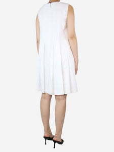 Thom Browne White sleeveless pleated midi dress - size UK 8