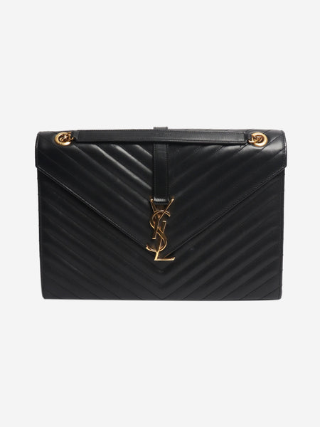 Black leather chevron large envelope bag product image