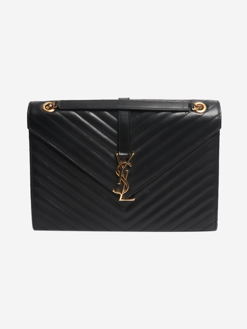 Black leather chevron large envelope bag Cross-body Bags Saint Laurent 