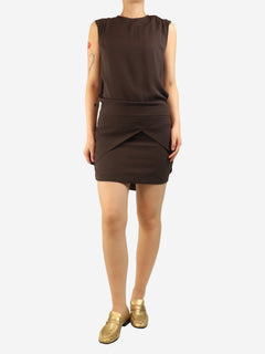 Dark brown sleeveless silk mini dress - size S Dresses Brunello Cucinelli 