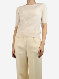 Allude Cream ribbed cashmere top - size S