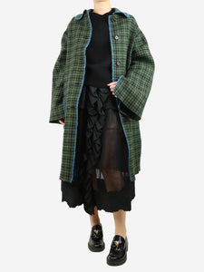 Marni Green blanket-stitched check wool-blend coat - size UK 10