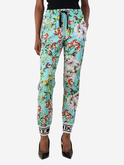 Blue floral joggers - size UK 6 Trousers Dolce & Gabbana 
