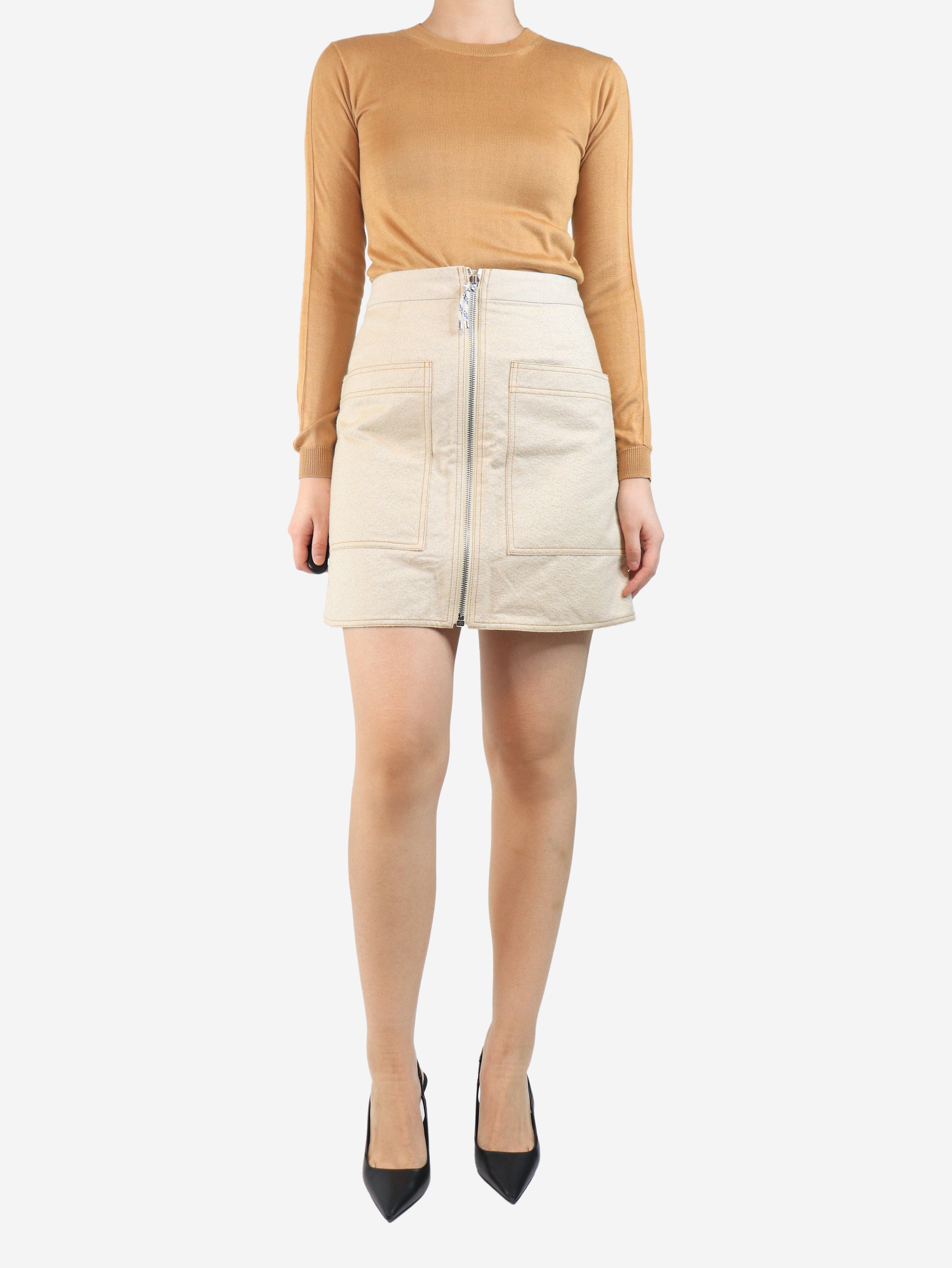 Beige zip front mini skirt - size UK 10 Skirts Acne Studios 
