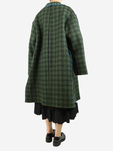 Marni Green blanket-stitched check wool-blend coat - size UK 10