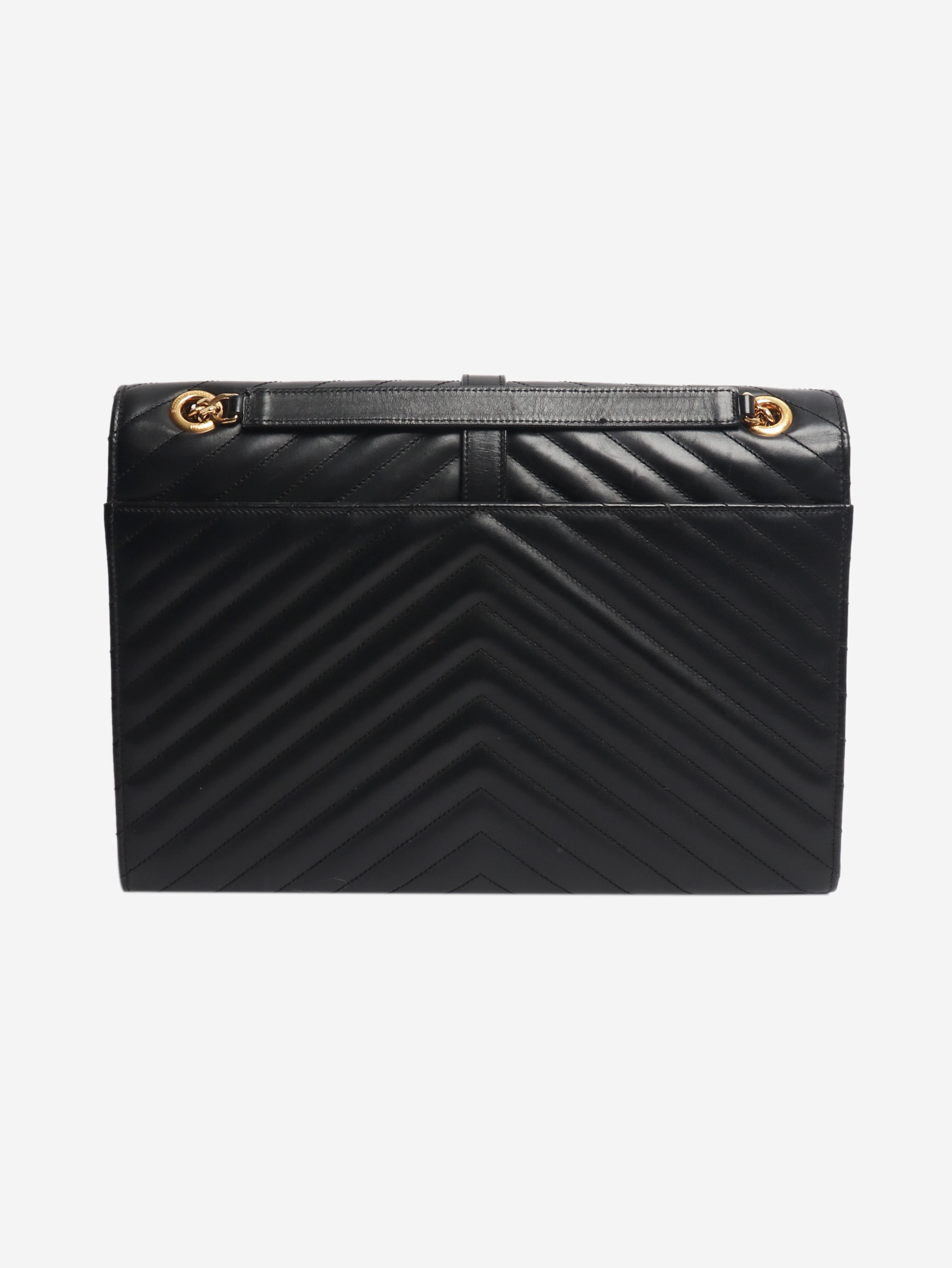 Black leather chevron large envelope bag Cross-body Bags Saint Laurent 