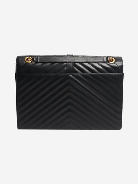 Black leather chevron large envelope bag alternate image