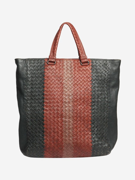 Red and black Intrecciato leather 2way tote bag alternate image