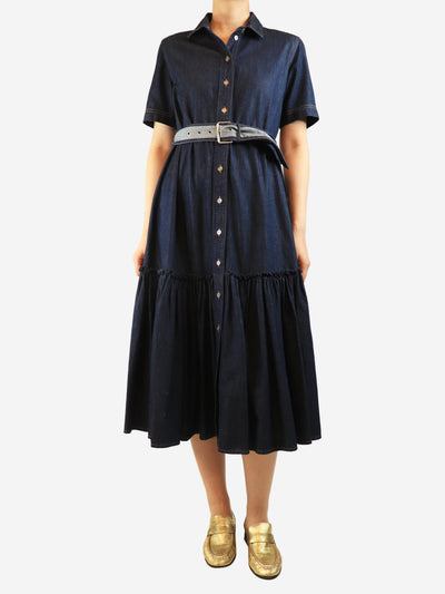 Blue belted denim midi dress - size UK 10 Dresses Dior 