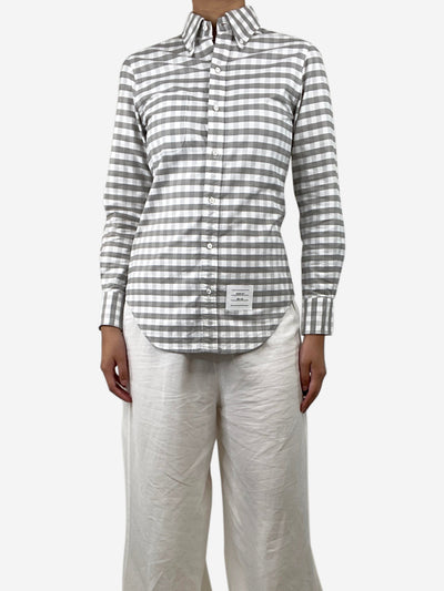 Grey checked cotton shirt - size UK 8 Tops Thom Browne 