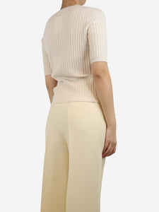 Allude Cream ribbed cashmere top - size S