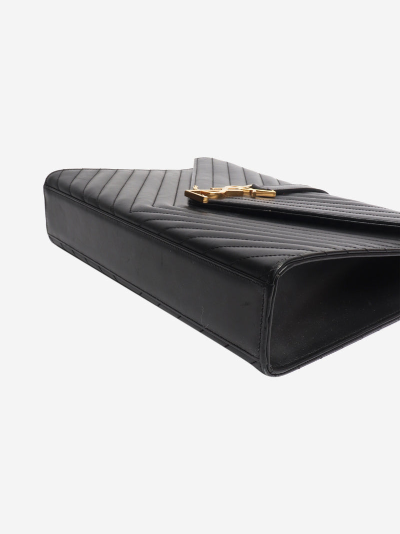 Black leather chevron large envelope bag Cross-body Bags Saint Laurent 