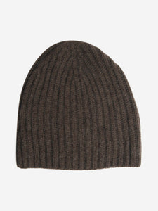 Loro Piana Brown ribbed cashmere beanie