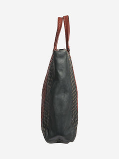 Red and black Intrecciato leather 2way tote bag