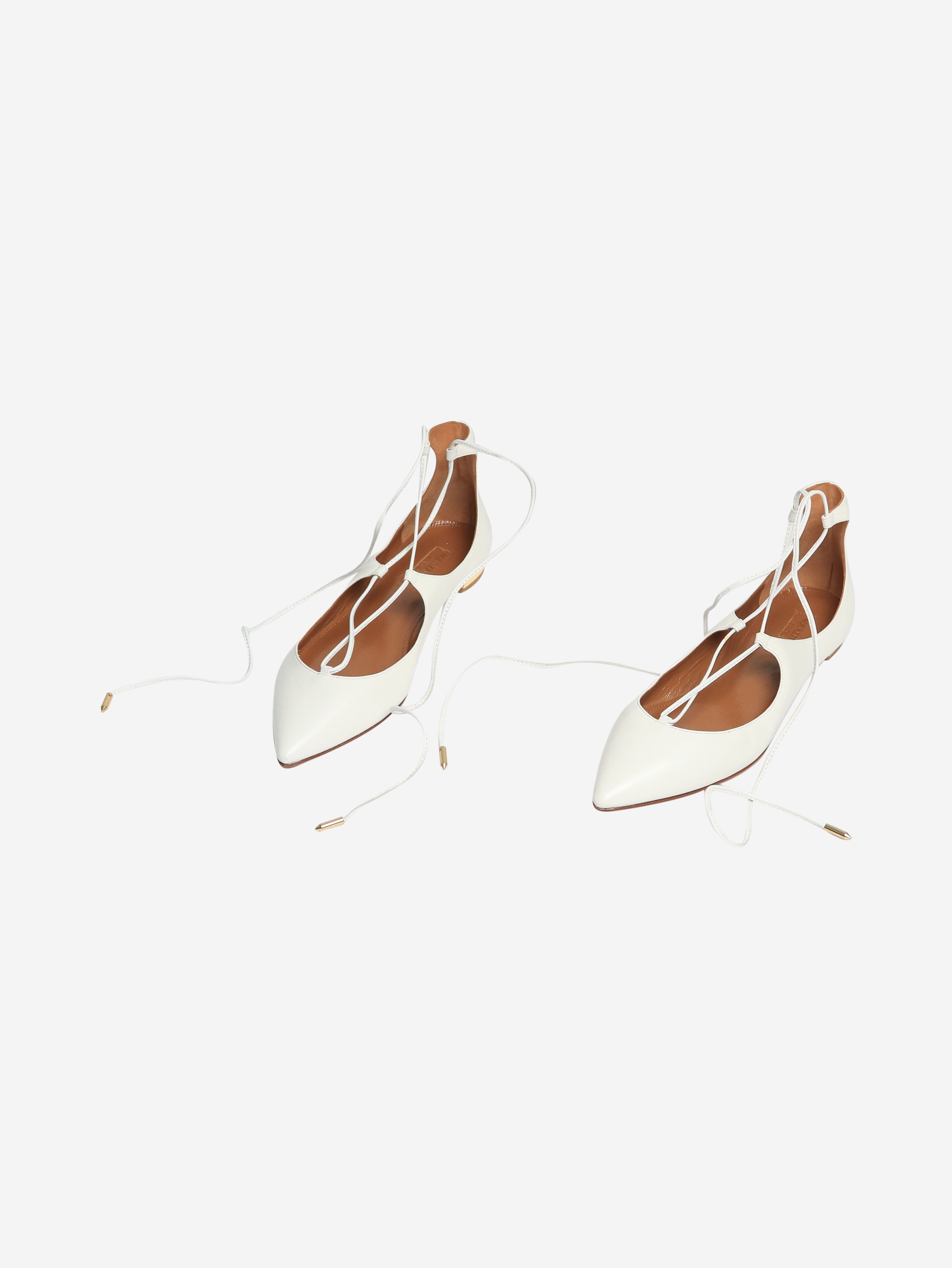 White leather Christy flats - size EU 37 Shoes Aquazzura 