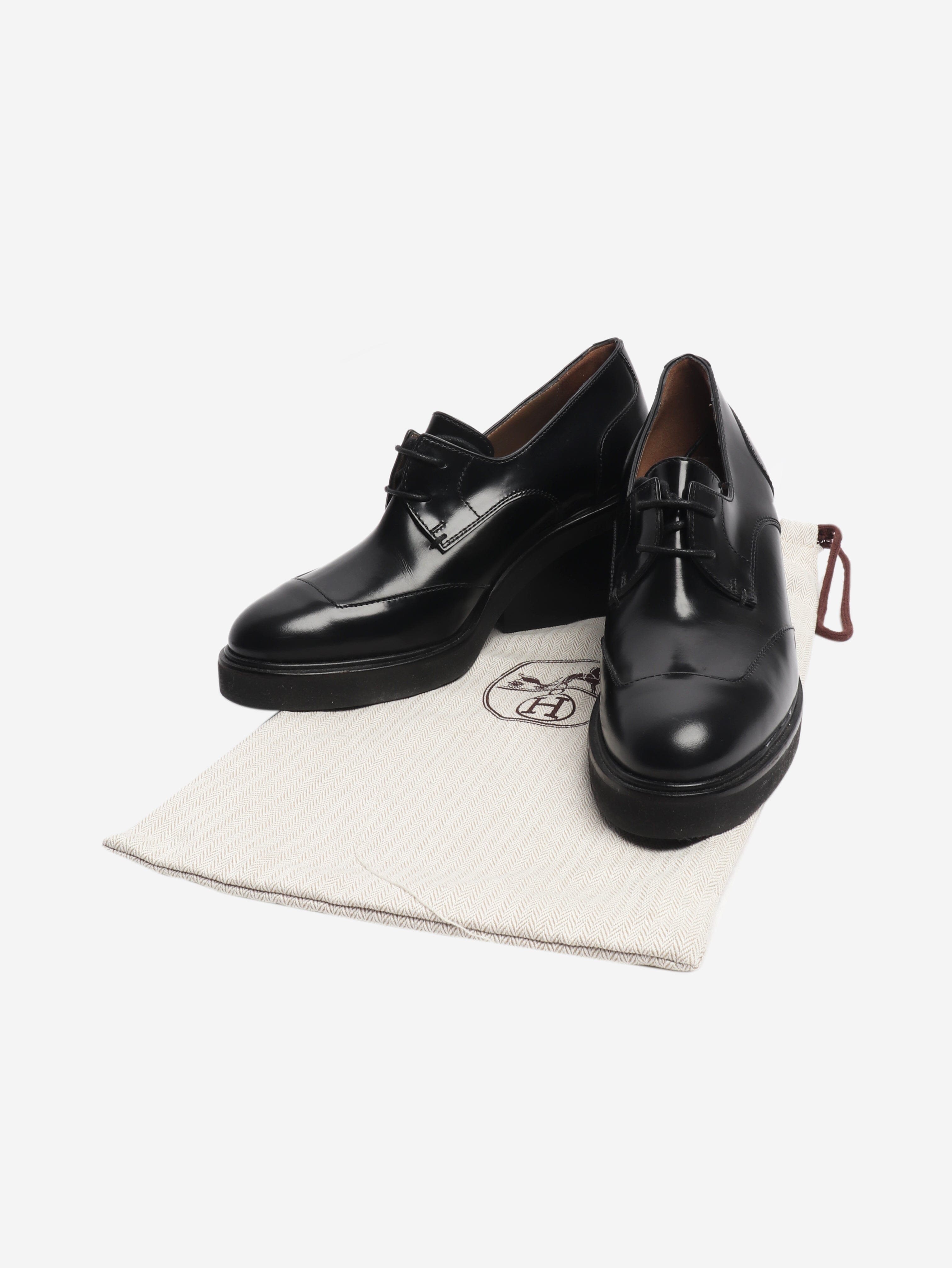 Black wide-block derby heels - size EU 36 Heels Hermes 