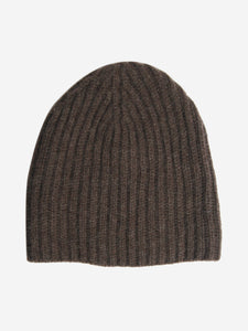 Loro Piana Brown ribbed cashmere beanie