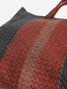Bottega Veneta Black and red Intrecciato leather 2way tote bag
