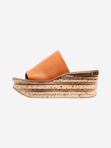 Chloe Tan Camille leather platform mules - size EU 40