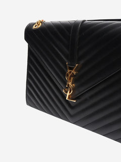 Black leather chevron large envelope bag Cross-body Bags Saint Laurent 