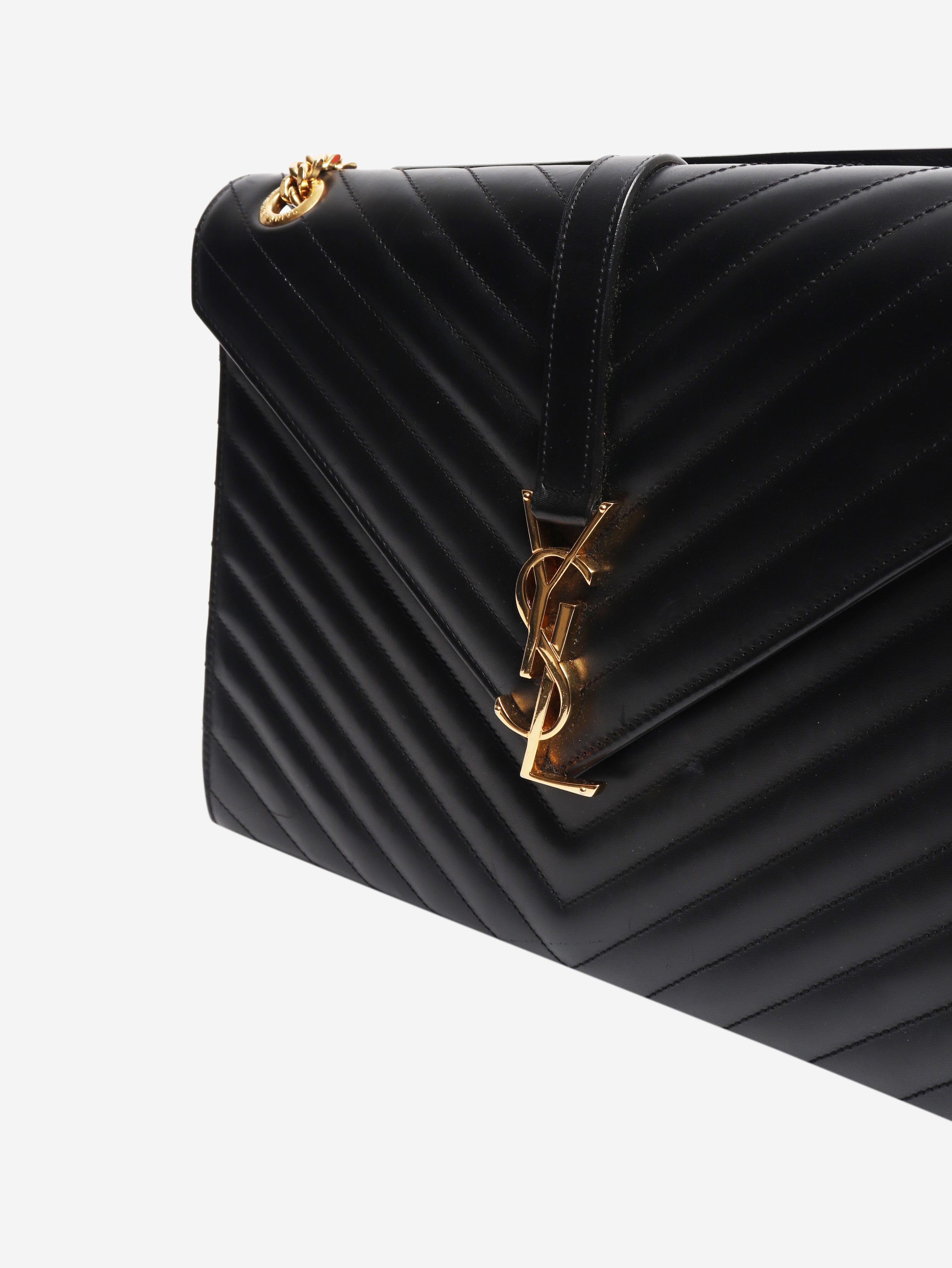 Black leather chevron large envelope bag Cross-body Bags Saint Laurent 