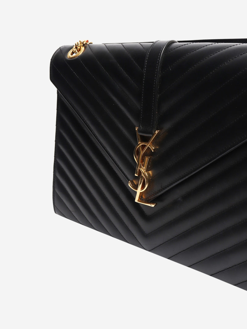 Black leather chevron large envelope bag Cross-body Bags Saint Laurent 